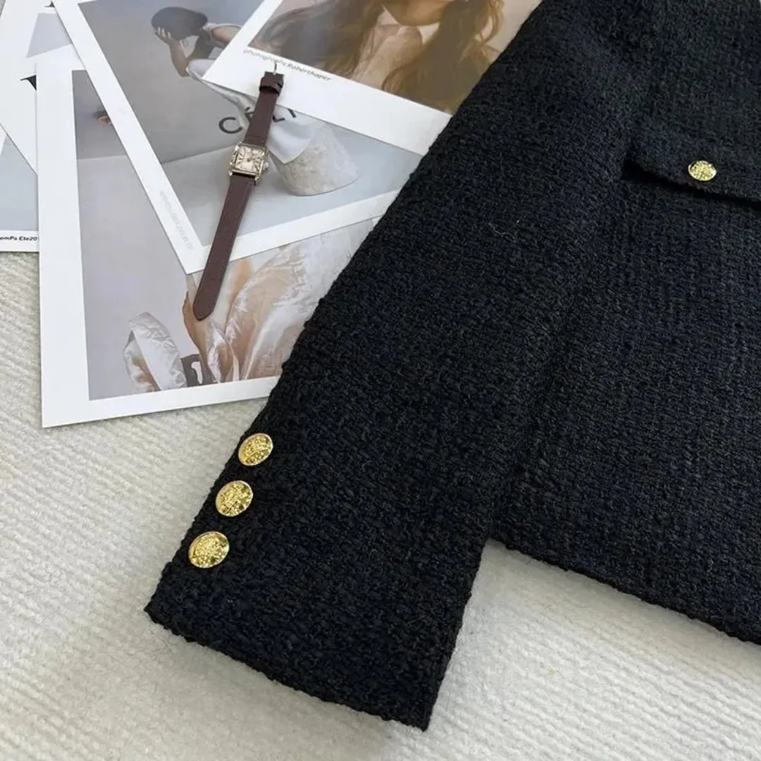 Women's Black Elegant Cropped Jacket | Vintage