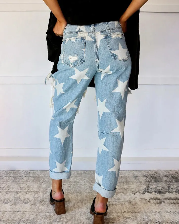 Women's Fashion Ripped Straight Jeans