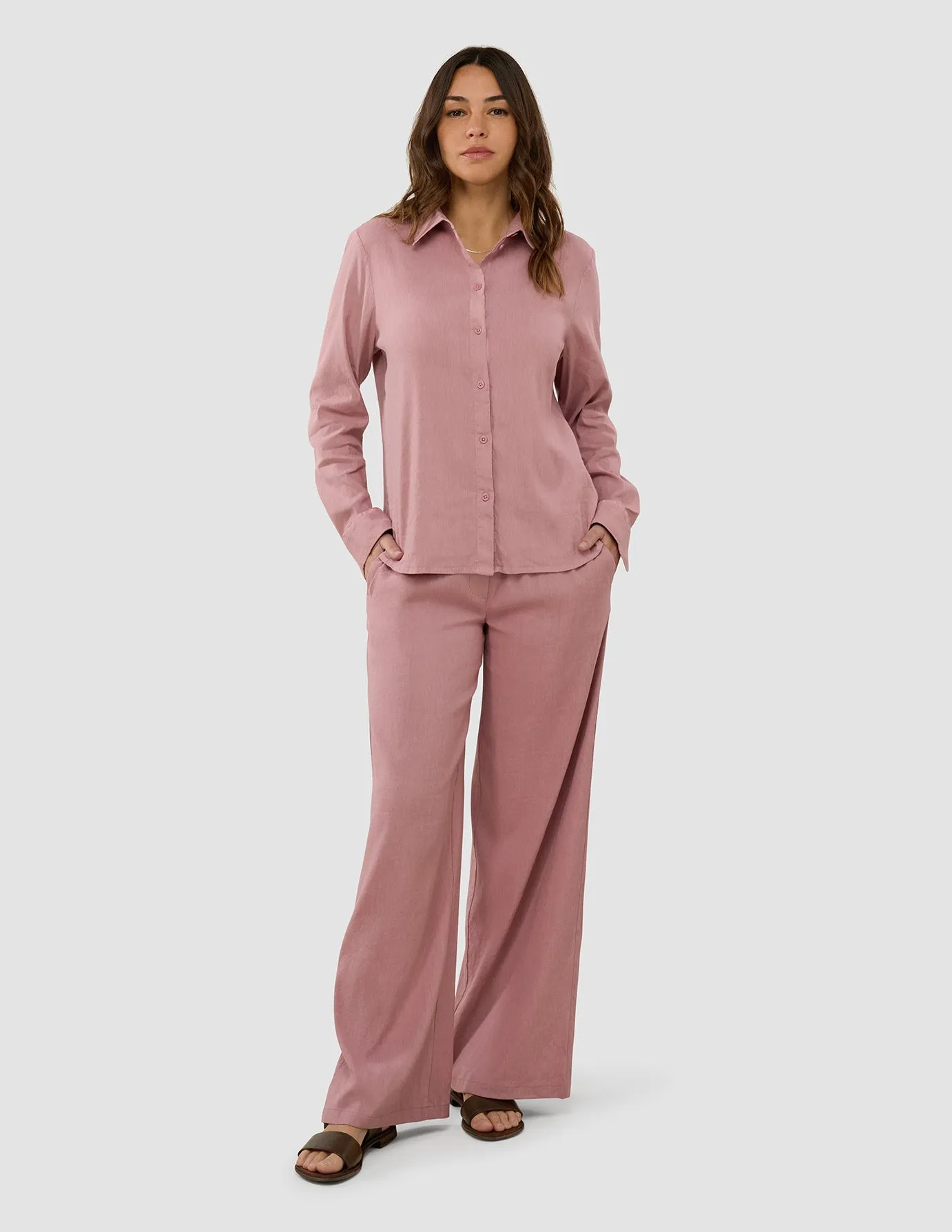 Women's Linen Shirt Dusty Cerise