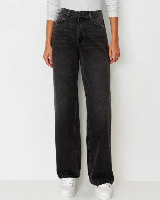 Women's Minimalist High Waist Denim Stretch Wide Leg Jeans