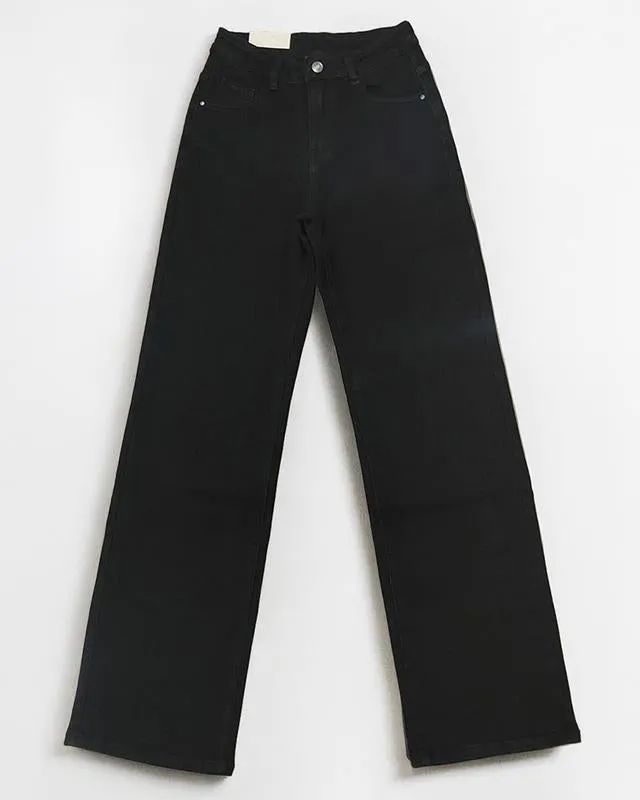Women's Minimalist High Waist Denim Stretch Wide Leg Jeans