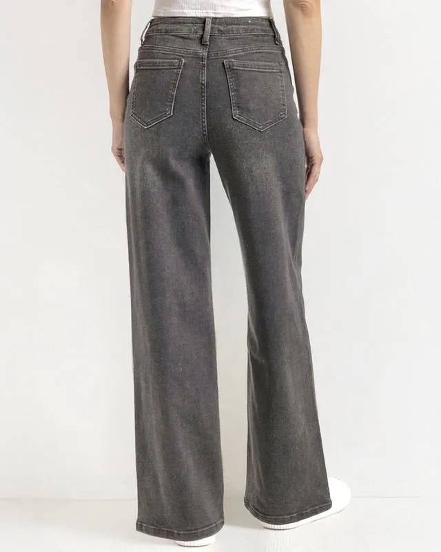 Women's Minimalist High Waist Denim Stretch Wide Leg Jeans