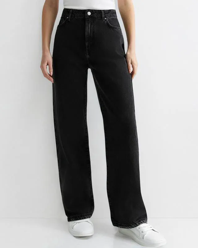 Women's Minimalist High Waist Denim Stretch Wide Leg Jeans
