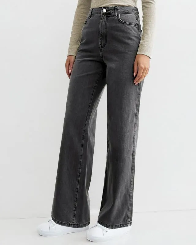 Women's Minimalist High Waist Denim Stretch Wide Leg Jeans