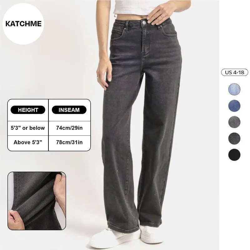 Women's Minimalist High Waist Denim Stretch Wide Leg Jeans