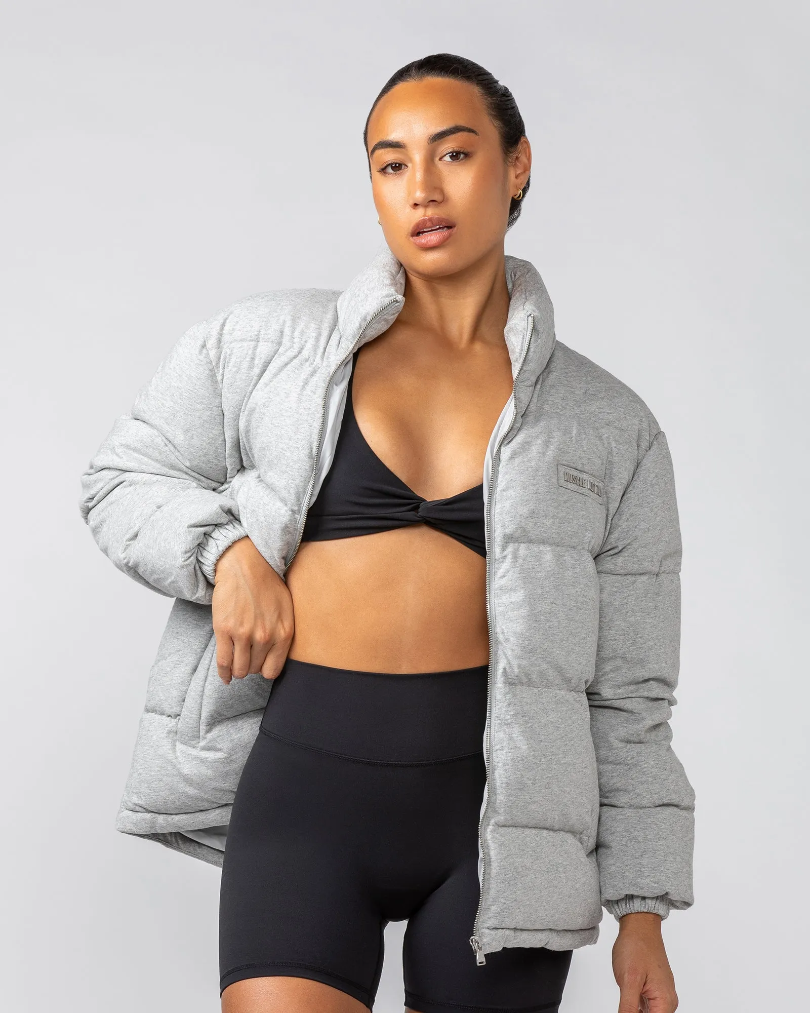 Womens Muse Oversized Puffer Jacket - Light Grey Marl