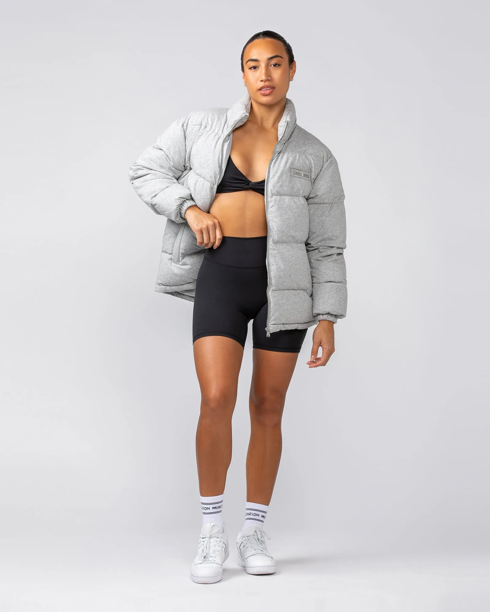 Womens Muse Oversized Puffer Jacket - Light Grey Marl