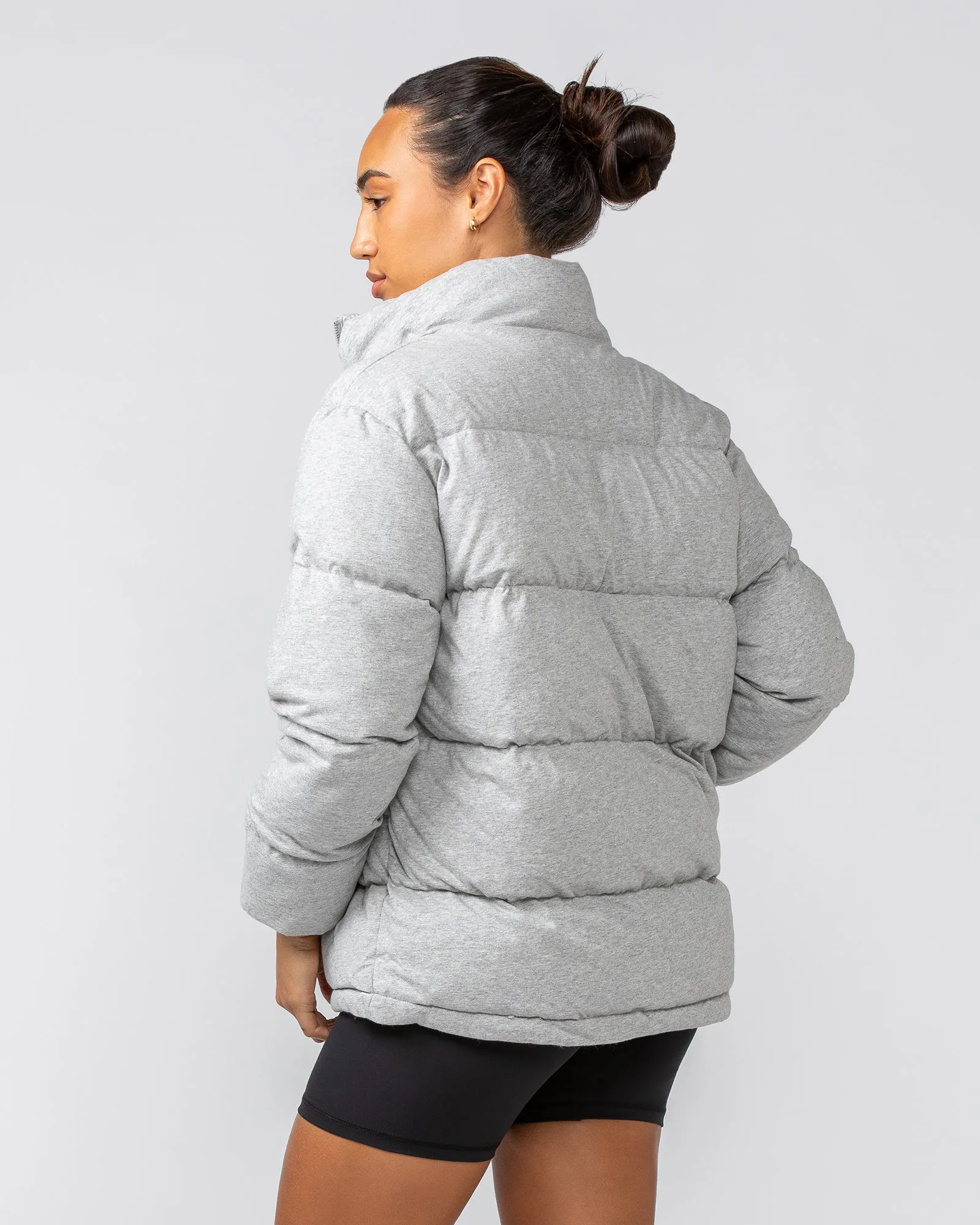 Womens Muse Oversized Puffer Jacket - Light Grey Marl