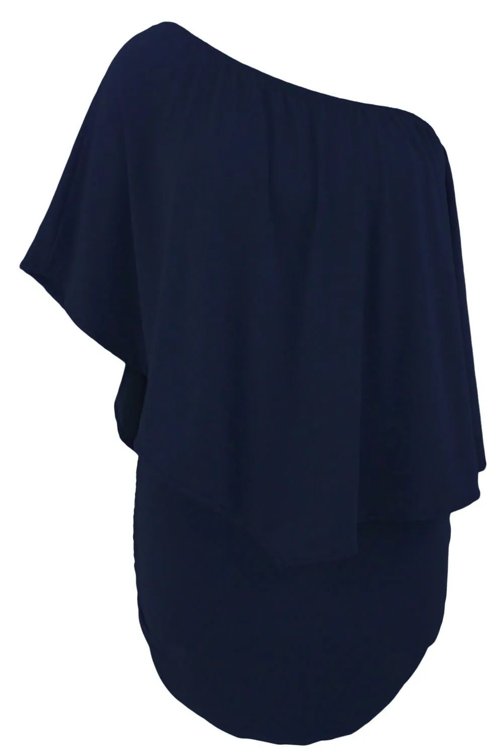 Women's Navy Blue Off Shoulder Bandeau Ruffles Multiple Layered Plus Size Mini Dress