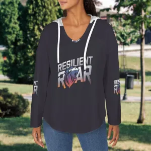 Women's V Neck Long Sleeve Drawstring Pocket Pullover Hoodies