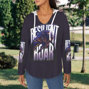 Women's V Neck Long Sleeve Drawstring Pocket Pullover Hoodies