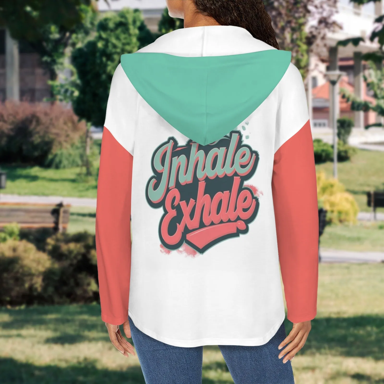 Women's V Neck Long Sleeve Drawstring Pocket Pullover Hoodies