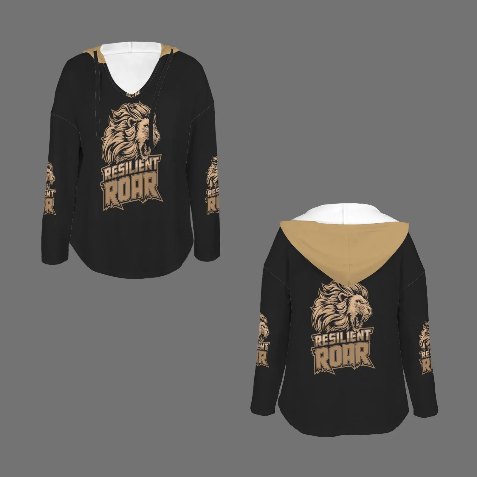 Women's V Neck Long Sleeve Drawstring Pocket Pullover Hoodies