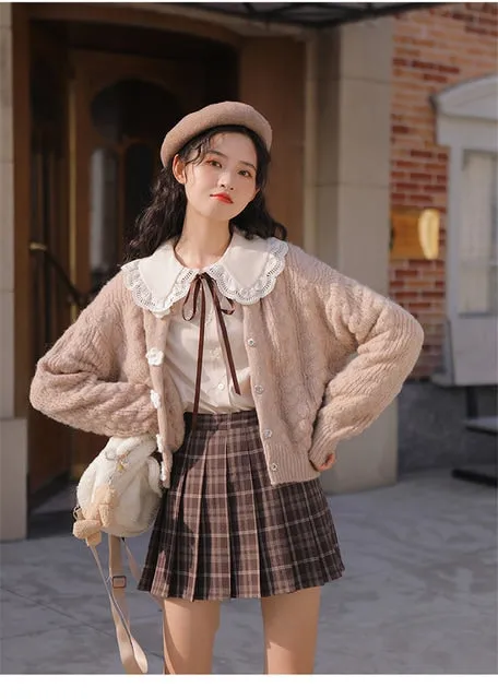 Y2K Preppy Style High Waist Pleated Plaid Skirt