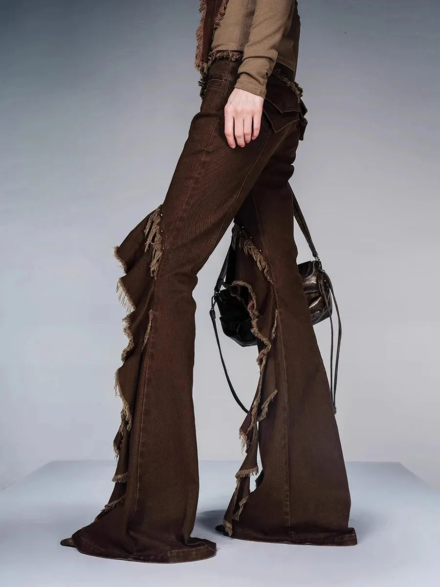 Y2K Ruffled Flare Jeans
