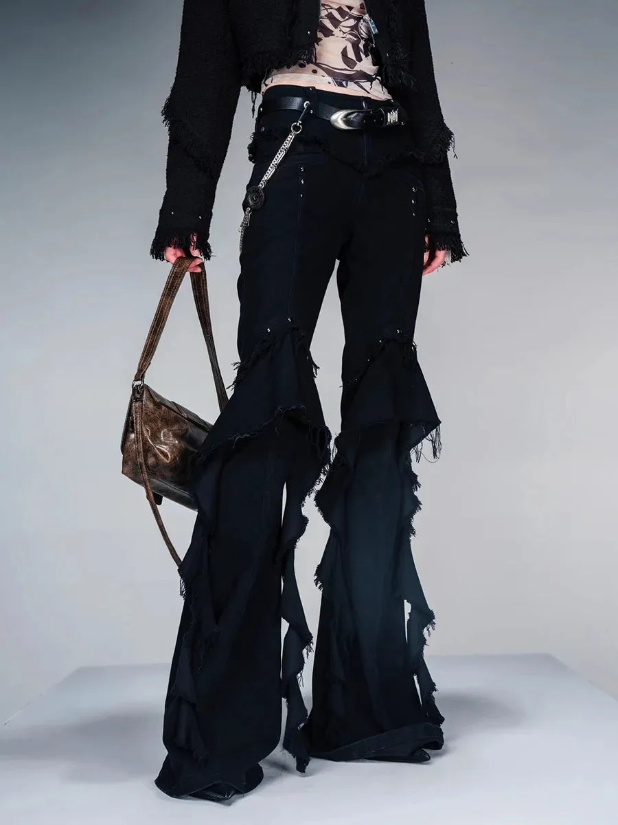Y2K Ruffled Flare Jeans