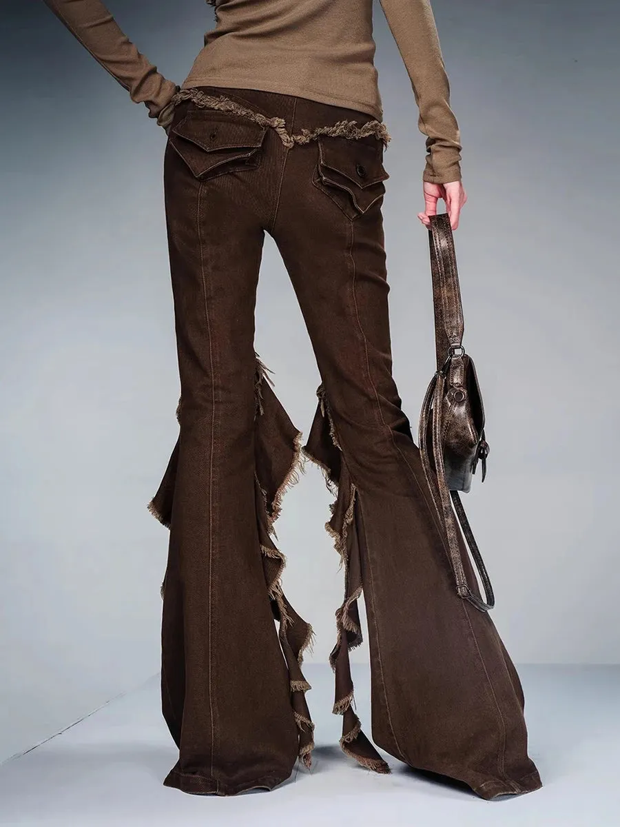 Y2K Ruffled Flare Jeans