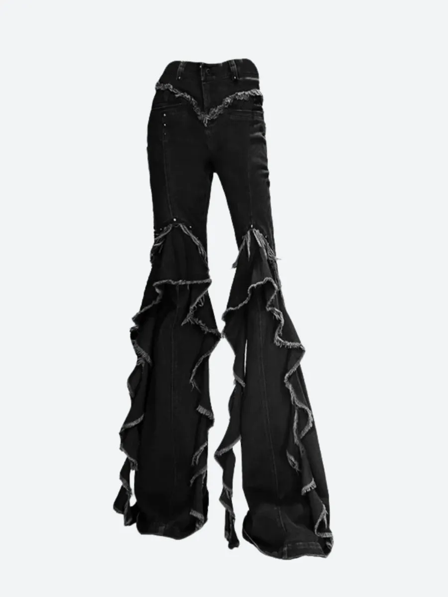 Y2K Ruffled Flare Jeans