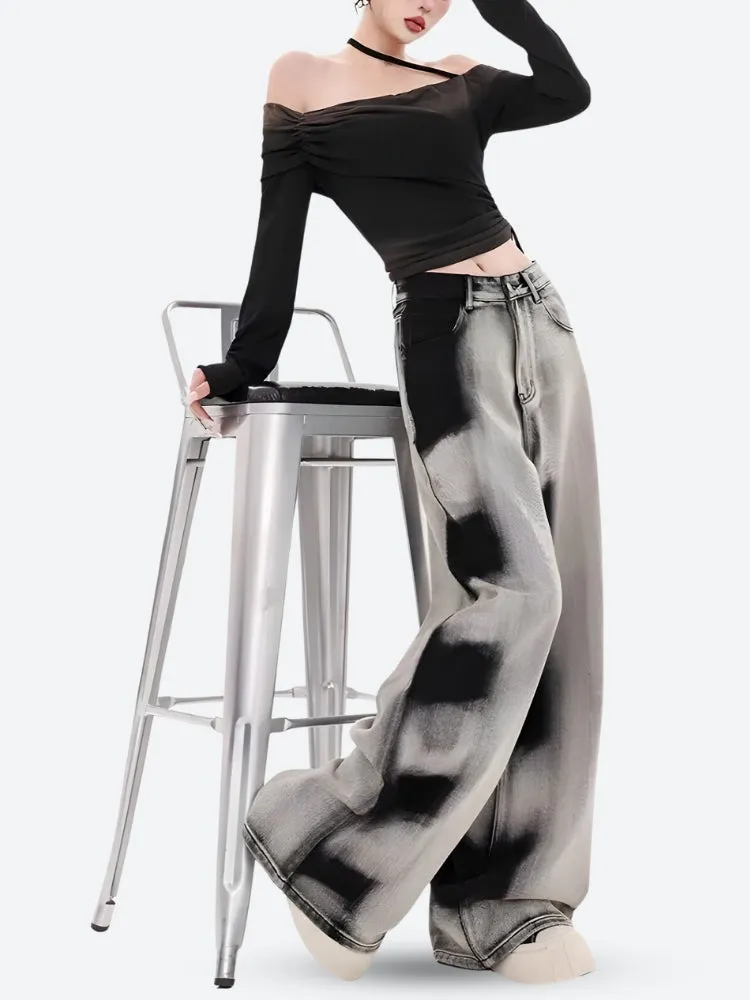 Y2K Spray Paint Denim Jeans
