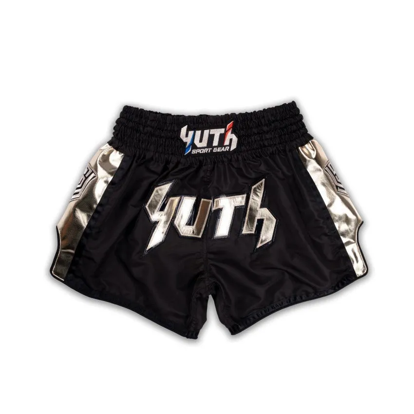 Yuth Hologram Black / Gold Muay Thai Shorts
