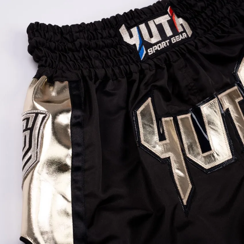 Yuth Hologram Black / Gold Muay Thai Shorts