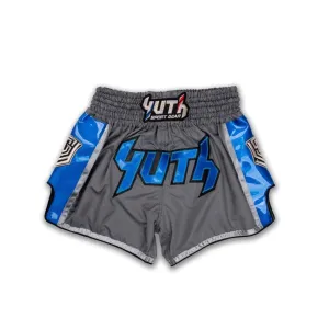 Yuth Hologram Grey / Blue Muay Thai Shorts