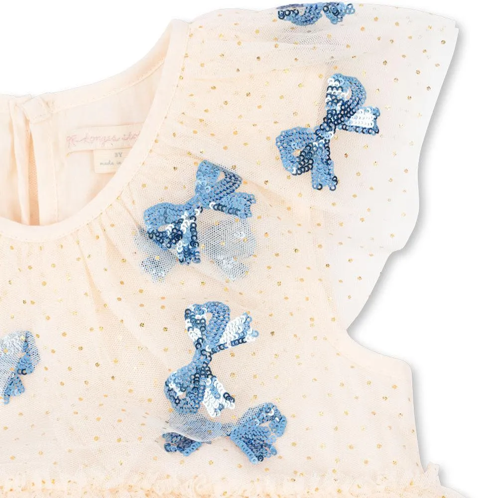 Yvonne Embroidered Sequin Bow Print Tulle Party Dress