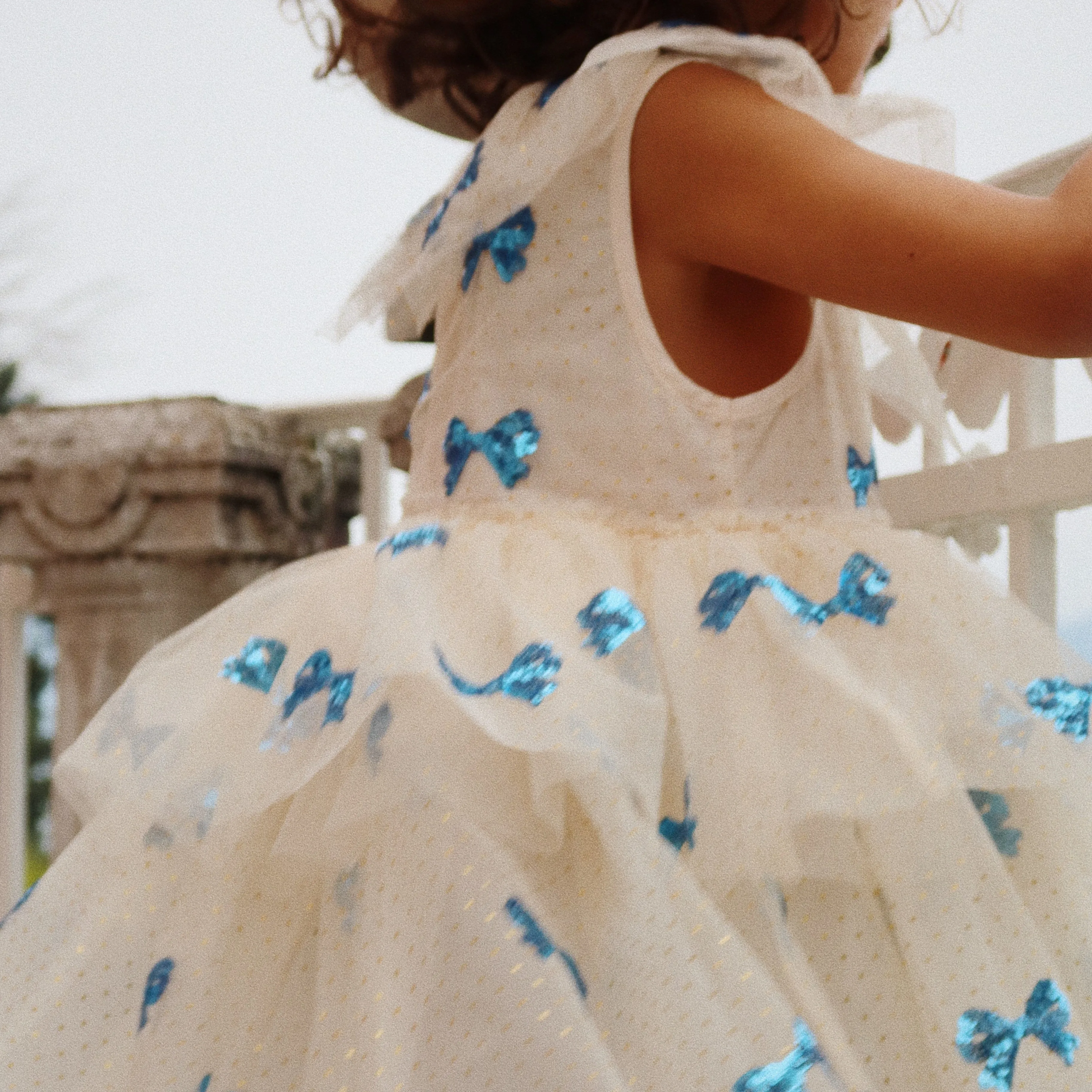 Yvonne Embroidered Sequin Bow Print Tulle Party Dress