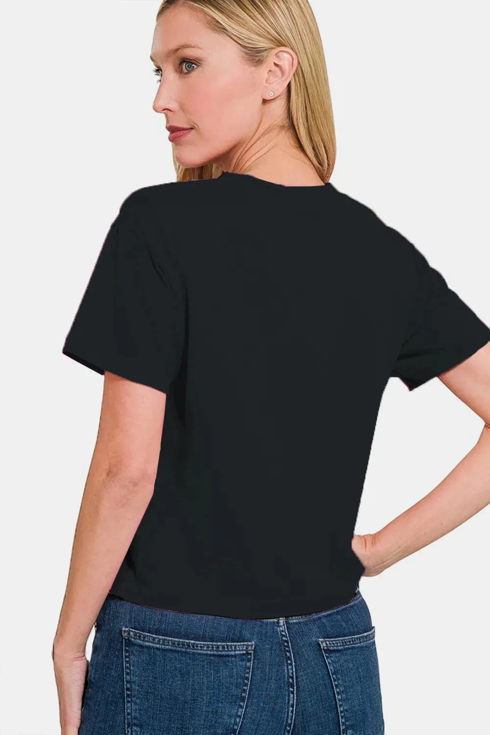 Zenana Round Neck Short Sleeve Cropped T-Shirt for Women
