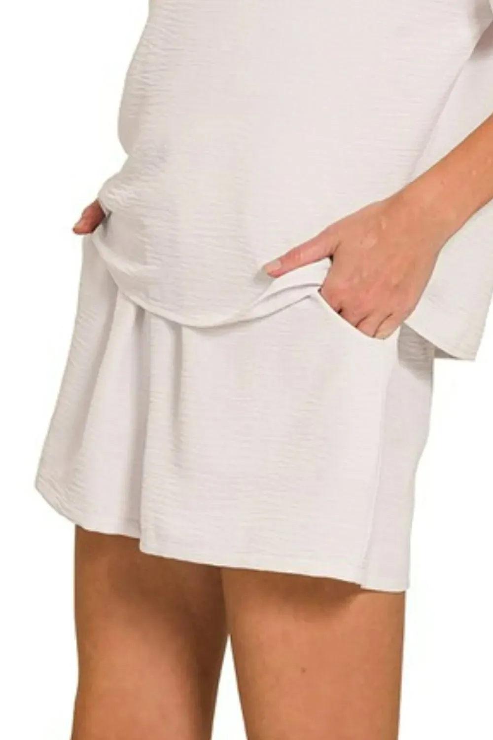 Zenana Woven Airflow Top & Shorts Set